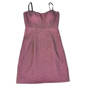 Milly Metallic Pink Shimmering Spaghetti Strap Cocktail Dress Size 0 MINT